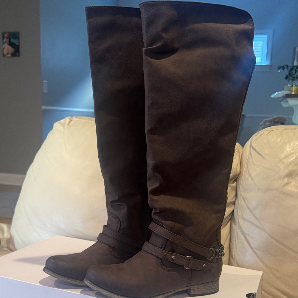 Aldo Dark Brown Over the Knee Boots